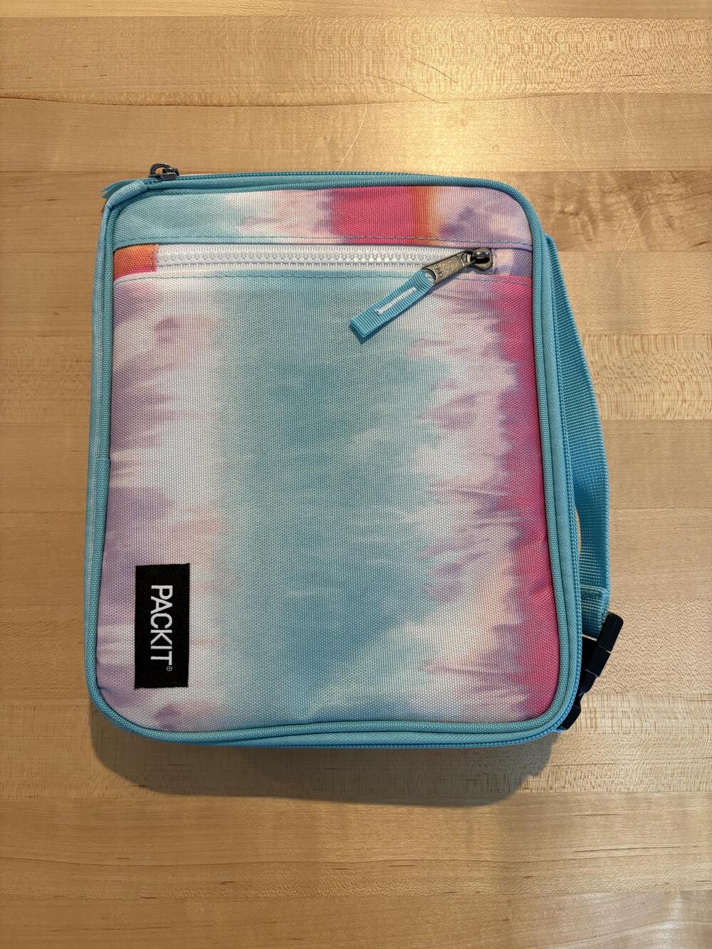 PackIt Insulated Lunch Bag Cooler Box Tie-Dye Pastel Zipper Pocket Handle Case